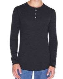 Photo 1 of American Apparel Men's Baby Thermal Henley Long Sleeve T-Shirt SIZE XS 
