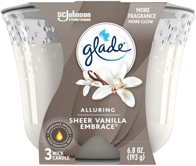 Photo 1 of 2 PACK - Glade Candle Sheer Vanilla Embrace, Fragrance Candle Infused With Essential Oils, Air Freshener Candle, 3-Wick Candle, 6.8 Oz 
