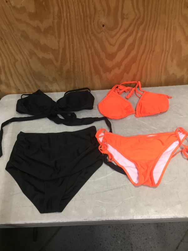 Photo 1 of 2 pack Womens Swim Wear Small Black and Neon Orange