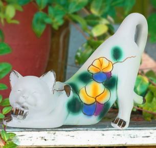 Photo 1 of cat garden statue decorative indoor outdoor landscaping ornaments hand painted figurine home decor yard plant stands office book shelf 30L