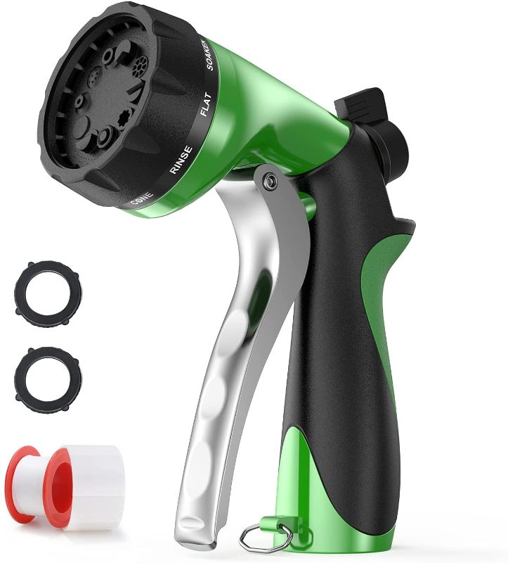 Photo 1 of 2021 Snowpink Garden Hose Nozzle, 3/4" Metal Water Hose Nozzle Sprayer Heavy Duty with 10 Spray Patterns & Flow Control, Garden Hose Gifts for Watering, Washing Cars & Pets(Not Plastic) (factory sealed)
