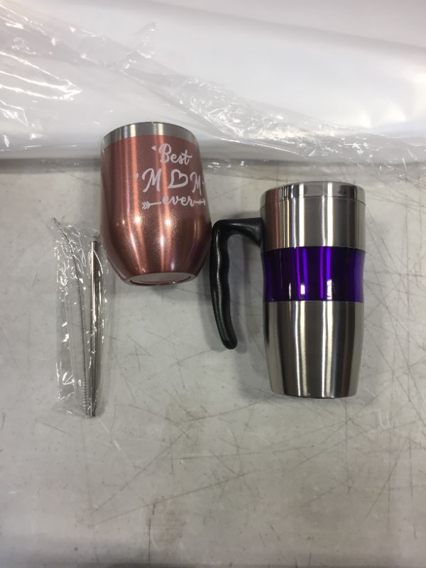 Photo 1 of 1 coffee cup and one wine tumbler with lid and straw 