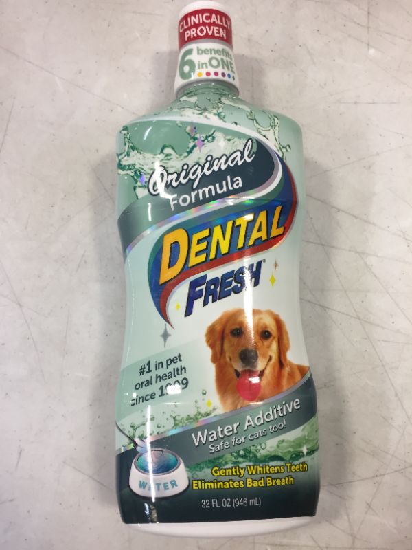 Photo 2 of Dental Fresh Water Additive for Dogs, Original Formula – Bad Breath Solution for Dogs – Add to Water Bowl to Help Whiten Teeth, Eliminate Bad Breath – Dog Teeth Cleaning to Improve Oral Health
