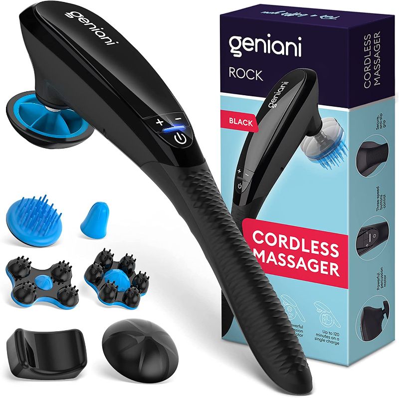 Photo 1 of 2 pack - GENIANI Deep Tissue Massager for Back, Body, Shoulders, Neck - Cordless Electric Handheld Massager Full Body Pain Relief - Percussion Massage for Legs, Feet & Body (Black)