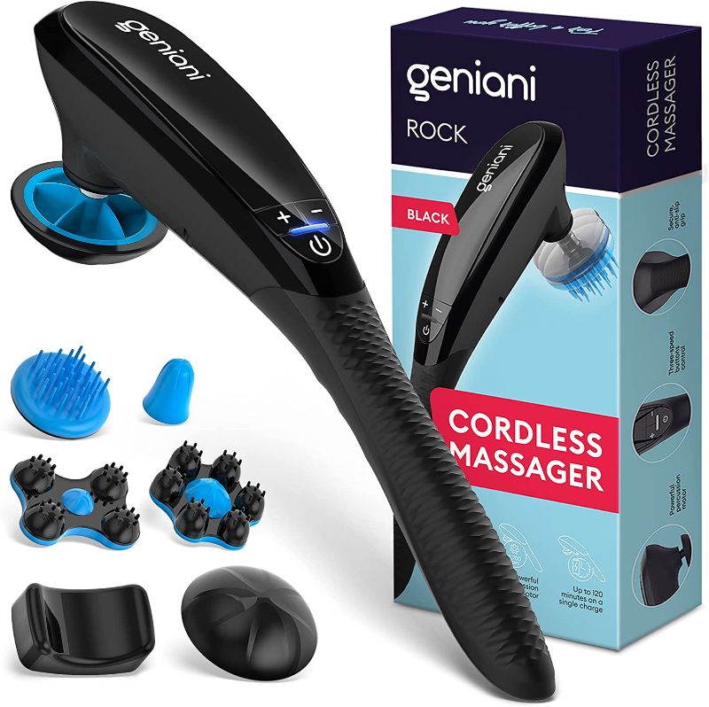 Photo 1 of 2 pack - GENIANI Deep Tissue Massager for Back, Body, Shoulders, Neck - Cordless Electric Handheld Massager Full Body Pain Relief - Percussion Massage for Legs, Feet & Body (Black)
