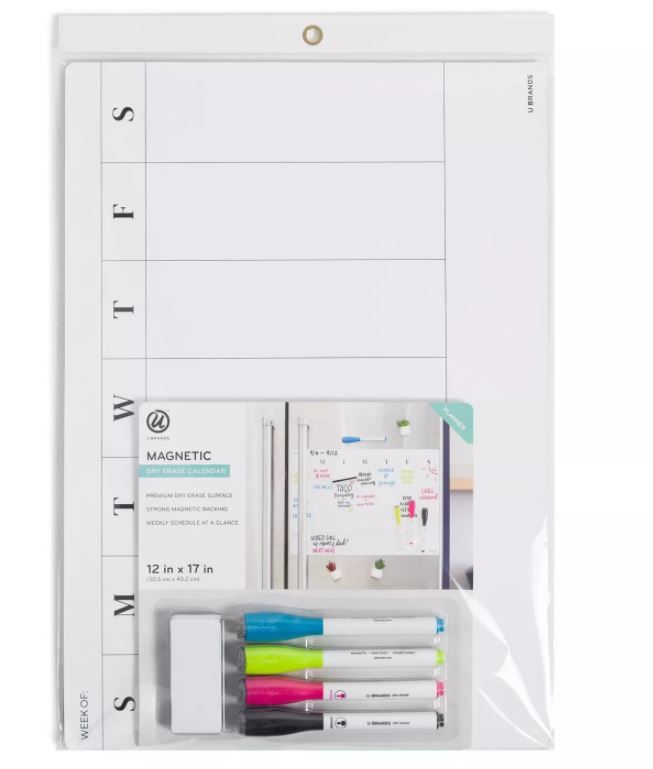 Photo 1 of 2 PACK - U Brands 12"x17" Magnetic Vinyl Dry Erase Calendar Value Pack