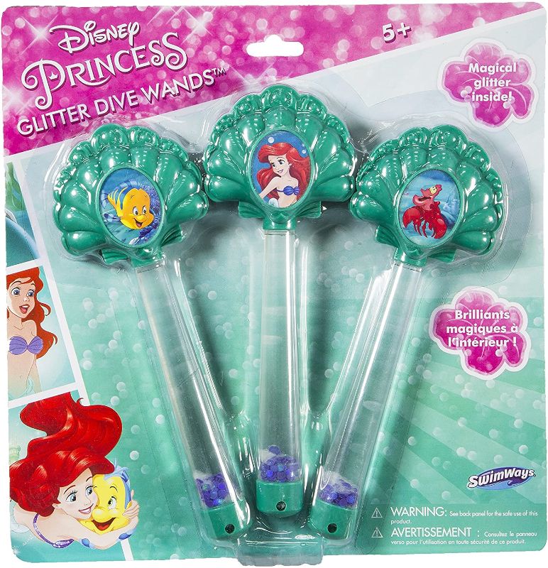 Photo 1 of 2 packs - SwimWays Disney Princess Ariel Glitter Dive Wands - Pack of 3 (total of 6)