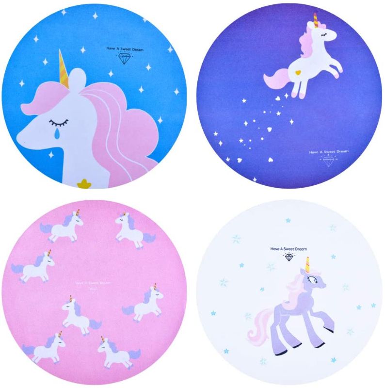 Photo 1 of Mouse Pad Non Slip Rubber Mouse Mat Round Mouse Pads for Computers Laptop Mousepad Cup Pad-Cute Animal Cute Unicorn 4pcs