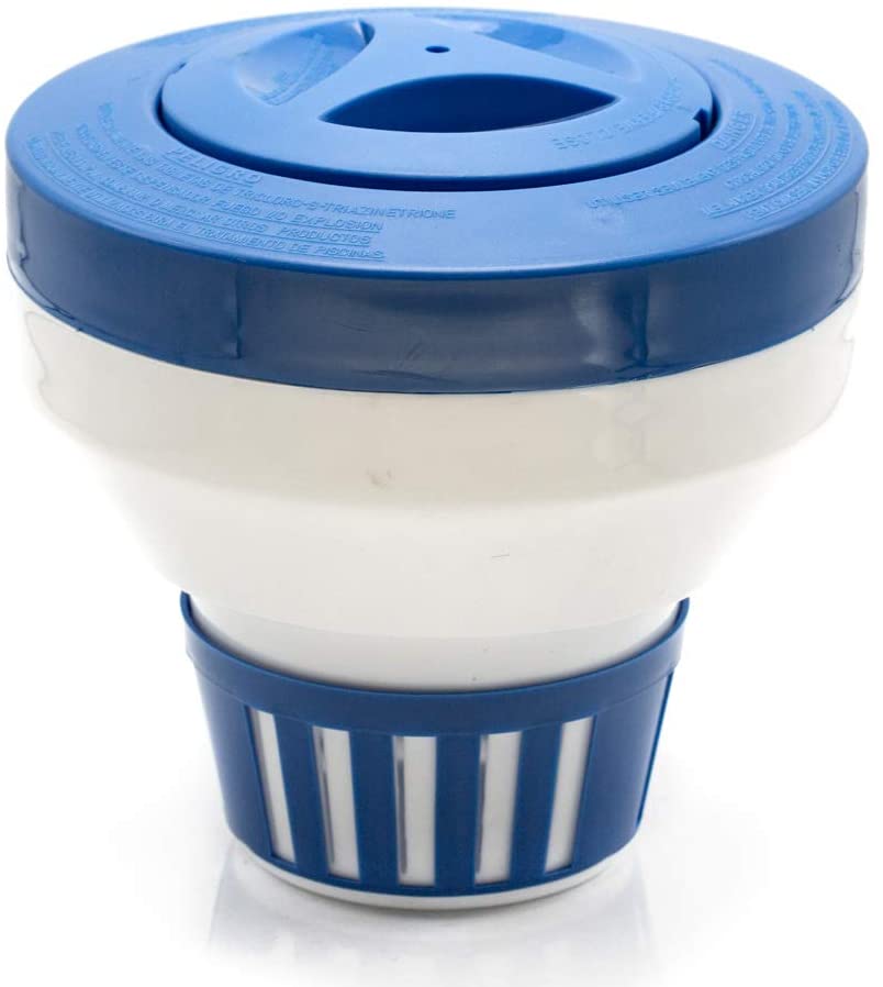 Photo 1 of WWD POOL Floating Pool Chlorine Dispenser Fits 1-3" Tabs Bromine Holder Chlorine Floater (Blue)