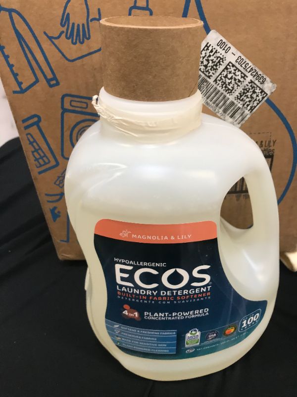 Photo 5 of 2 pack  Earth Friendly Products Ecos Liquid Laundry Detergent, Magnolia and Lilies, 210 Ounce***open**liquid thrown***
