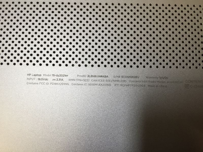 Photo 3 of HP 15 Laptop, 11th Gen Intel Core i5-1135G7 Processor, 8 GB RAM, 256 GB SSD Storage, 15.6” Full HD IPS Display, Windows 10 Home, HP Fast Charge, Lightweight Design (15-dy2021nr, 2020)
---- does not power on-- screen damaged ---- 