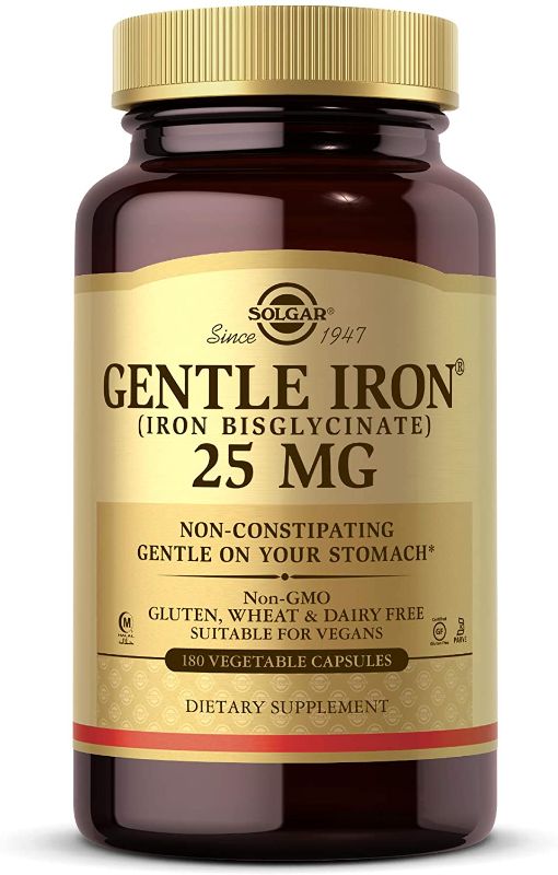 Photo 1 of Solgar Gentle Iron - Ideal for Sensitive StomachsRed Blood Cell Supplement, , Non Constipating & GMO, Vegan, Gluten & Dairy Free, Kosher - 180 Servings, Unflavored, 180 Count expires 11/2023
