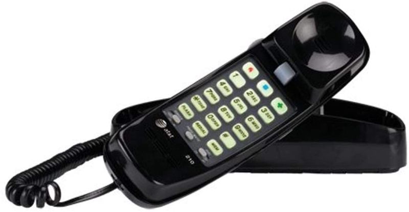 Photo 1 of AT&T 210 Basic Trimline Corded Phone, No AC Power Required, Wall-Mountable, Black
