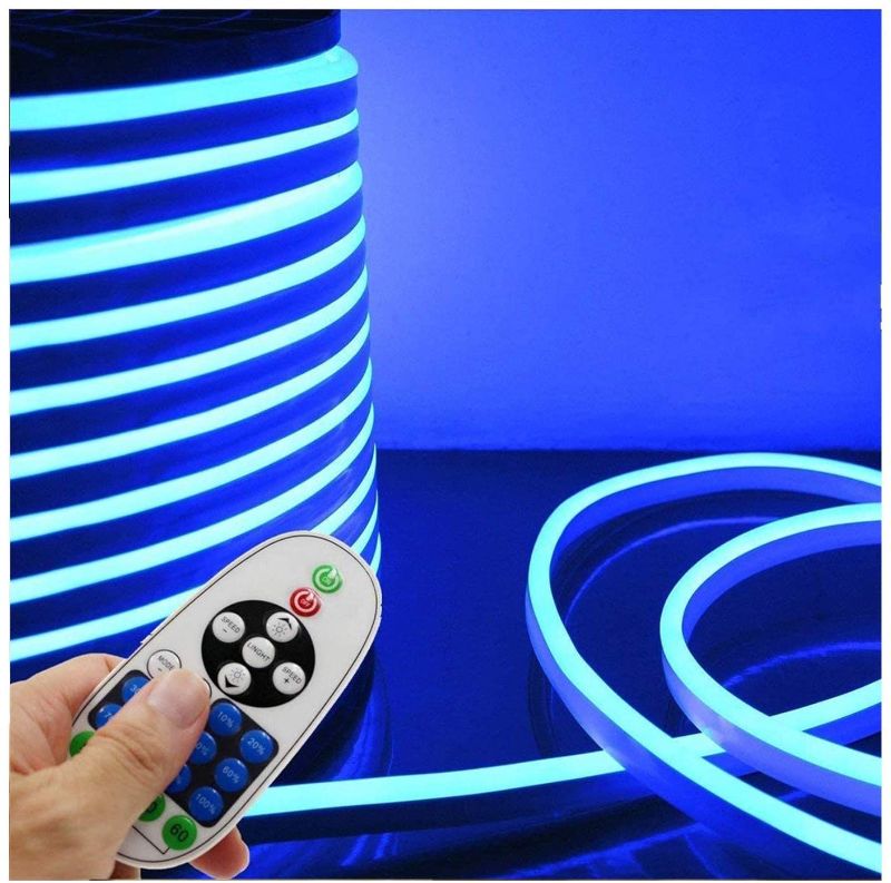 Photo 1 of LED NEON Light, IEKOV AC 110-120V Flexible LED Neon Strip Lights, 120 LEDs/M, Waterproof 2835 SMD LED Rope Light + Controller Power Cord for Home Decoration (16.4ft/5m, Blue)
