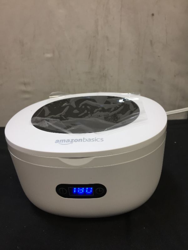 Photo 3 of Amazon Basics Ultrasonic Cleaner with Digital Display, 5 Preset Cycles, 750ml - white, 110V

