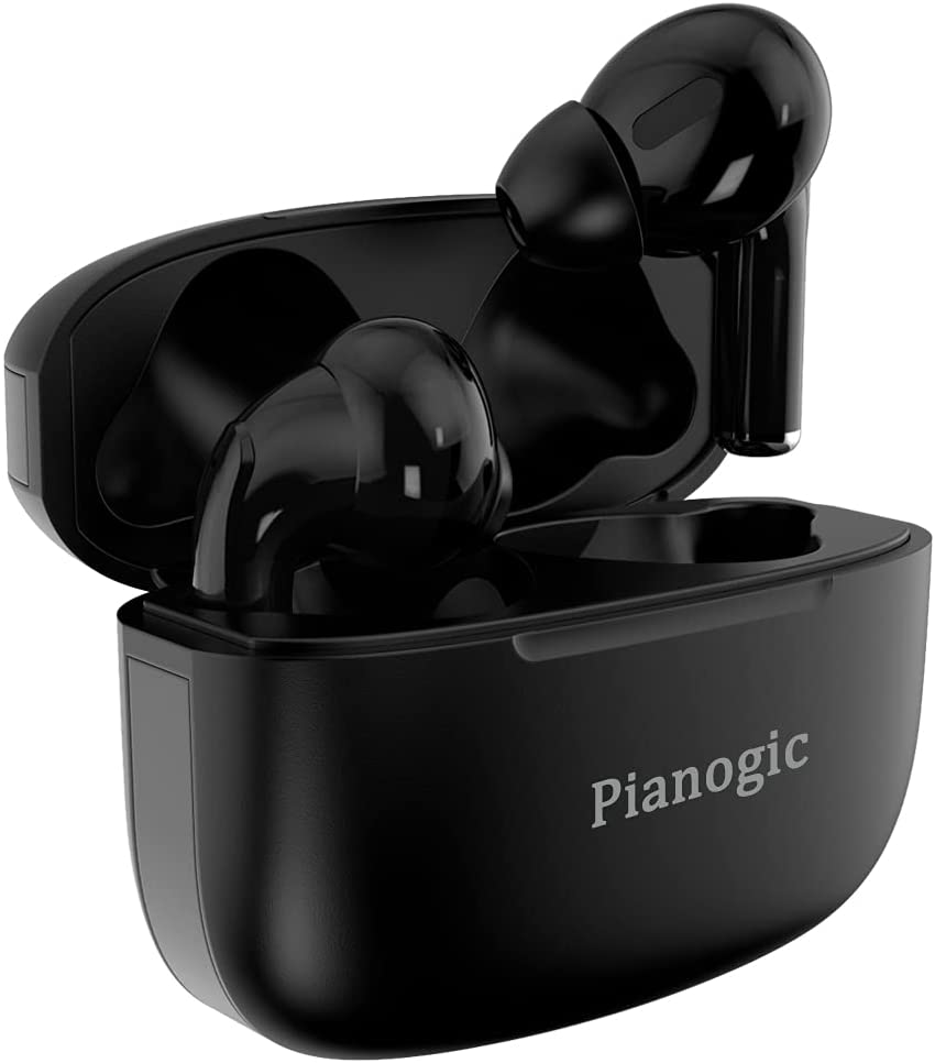 Photo 1 of True Wireless Earbuds with Microphones, Pianogic A2 in-Ear Bluetooth Headphones, IPX6 Waterproof, Long Playtime, TWS Stereo Earphones Noise Cancelling Headset for Sport Home Office Black
