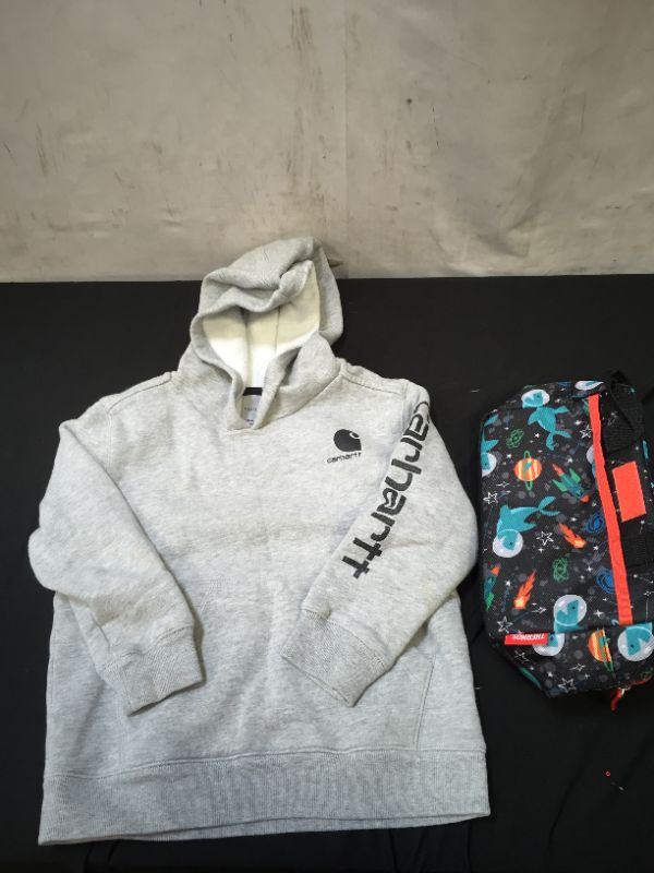 Photo 1 of Carhartt Boys' Hooded Long Sleeve Sweatshirt (Size 5) and Space Animals Lunch Bag
