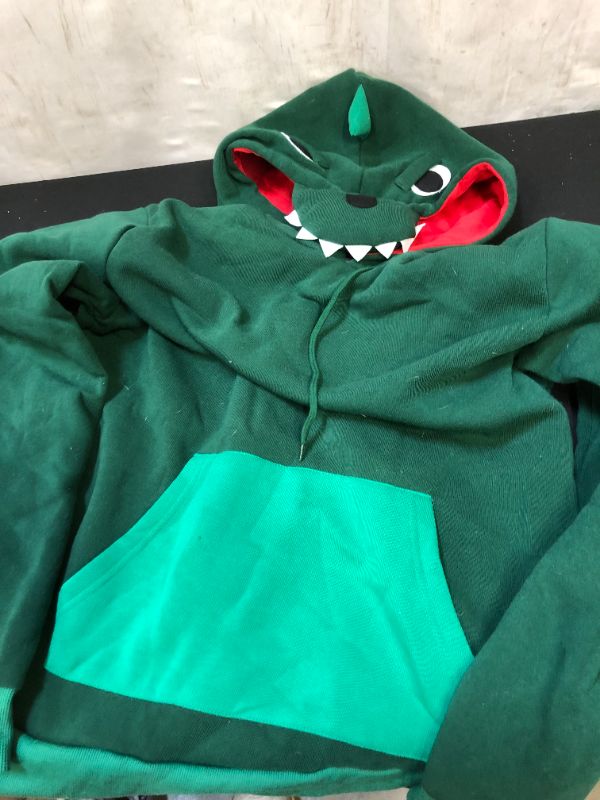 Photo 1 of boys medium green dinosaur hoodie 