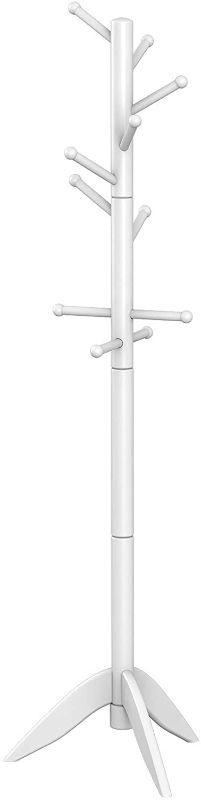 Photo 1 of 
VASAGLE Coat Stand, Solid Wood Coat Rack Free Standing with 11 Hooks, Entryway Hall Tree for Clothes, Hats, Handbags, Rubberwood, White (missing some pieces)