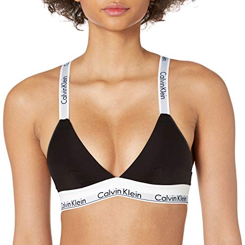 Photo 1 of Calvin Klein Women's Modern Cotton Unlined Triangle Crossback Bralette, Black, M