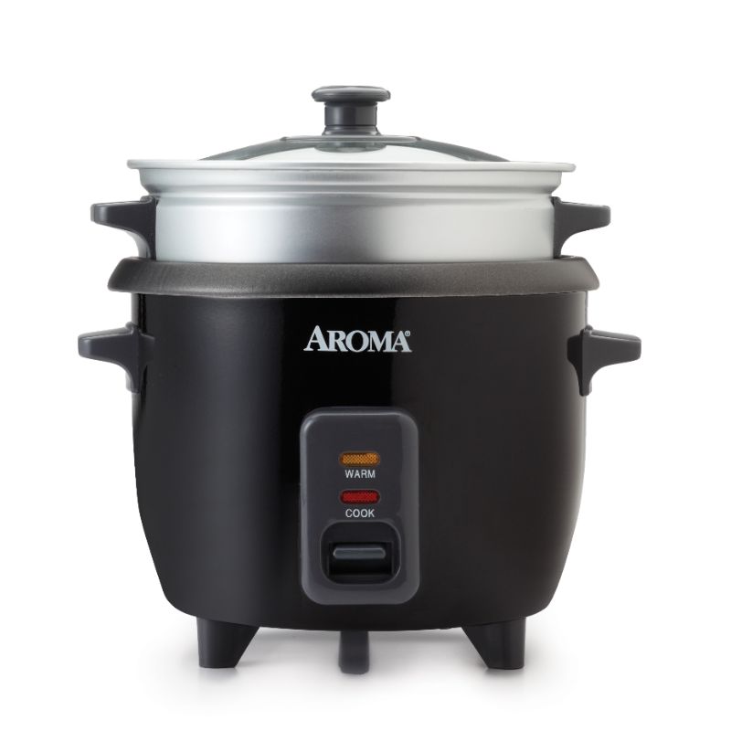 Photo 1 of Aroma 6-Cup Rice Cooker and Food Steamer, Black
