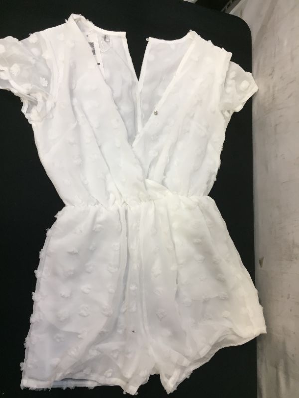 Photo 1 of Angashion - Women's Romper V-neck Neck Wrap with Floral Polka Dots
Size: S
