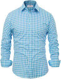 Photo 1 of Paul Jones Casual Long-Sleeve Plaid Dress Shirt Checkered Button Down Shirt - Sky Blue
Size: 2XL