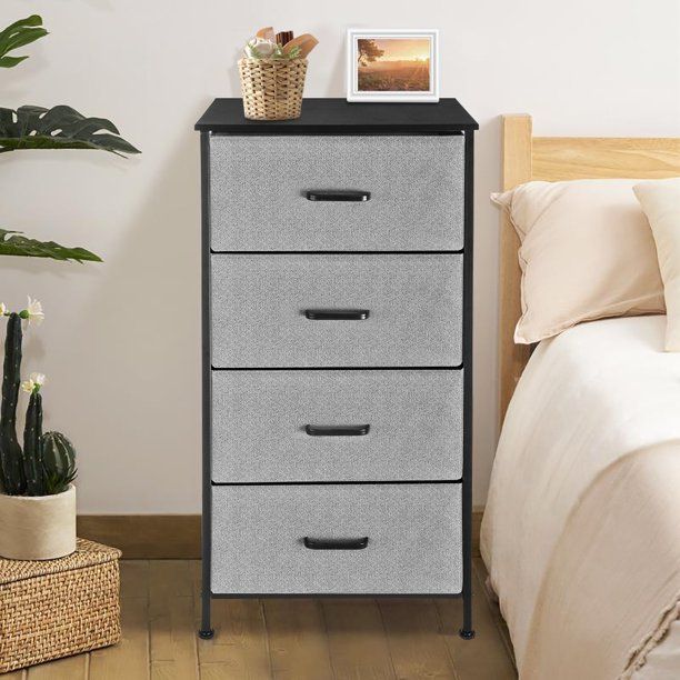 Photo 1 of Dresser for Bedroom, KingSo 4 Dressers & Chests of Drawers, Long Dresser Organizer for Children, Tall Skinny Dresser for Kids, Dark Grey
