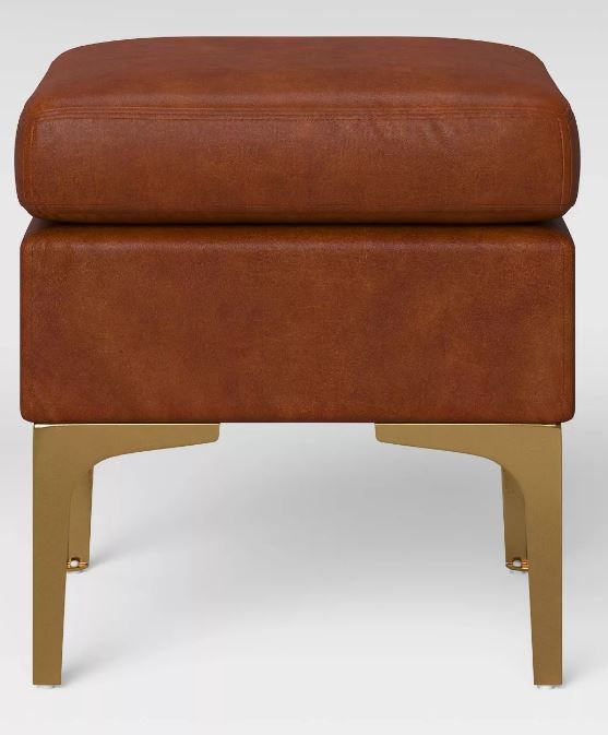 Photo 1 of Joslyn Brass Leg Ottoman - Project 62™ Caramel Faux Leather