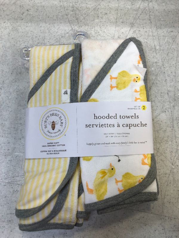 Photo 2 of Burt's Bees Baby - Hooded Towels, Absorbent Knit Terry, Super Soft Single Ply, 100% Organic Cotton (Little Ducks, 2-Pack)
