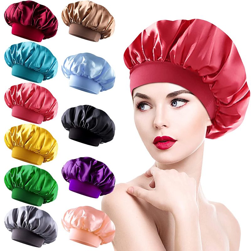 Photo 1 of Duufin 11 Packs Satin Bonnets Women Sleeping Caps