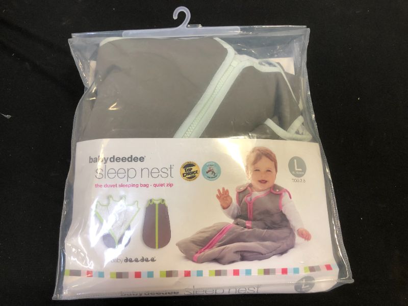 Photo 4 of baby deedee Sleep Nest Sleeping Sack, Warm Baby Sleeping Bag fits Newborns and Infants, Gray Lagoon, Large (18-36 Month)