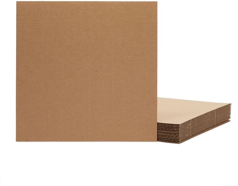 Photo 1 of 12x12 Corrugated Cardboard Sheets 24 Pack Bulk Flat Square Inserts for Packing, Mailing, Crafts
