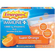 Photo 1 of Emergen-C Immune+ Dietary Supplement Powder Drink Mix with Vitamin C - Super Orange - 30ct. Best By Oct 2022
