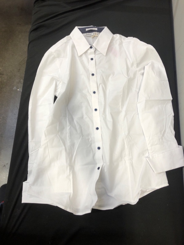 Photo 1 of Boy's Generic White and Blue Long Sleeve Dress Shirt. Medium