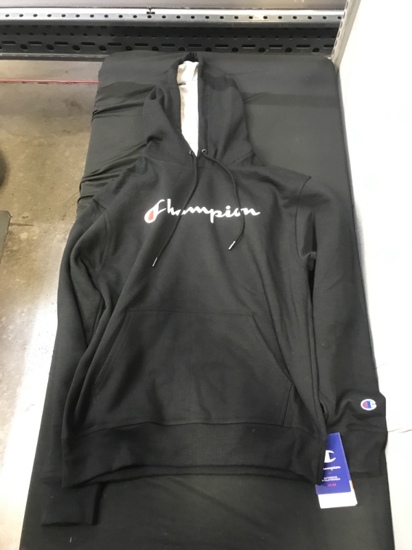 Photo 2 of Champion Men's Powerblend Fleece Pullover Hoodie, Classic Script Logo. Medium
