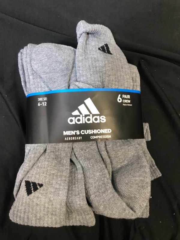 Photo 2 of adidas Men's 6 Pack ClimaLite Cushion Crew Athletic Socks Gray Size 6-12
