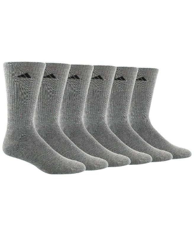 Photo 1 of adidas Men's 6 Pack ClimaLite Cushion Crew Athletic Socks Gray Size 6-12
