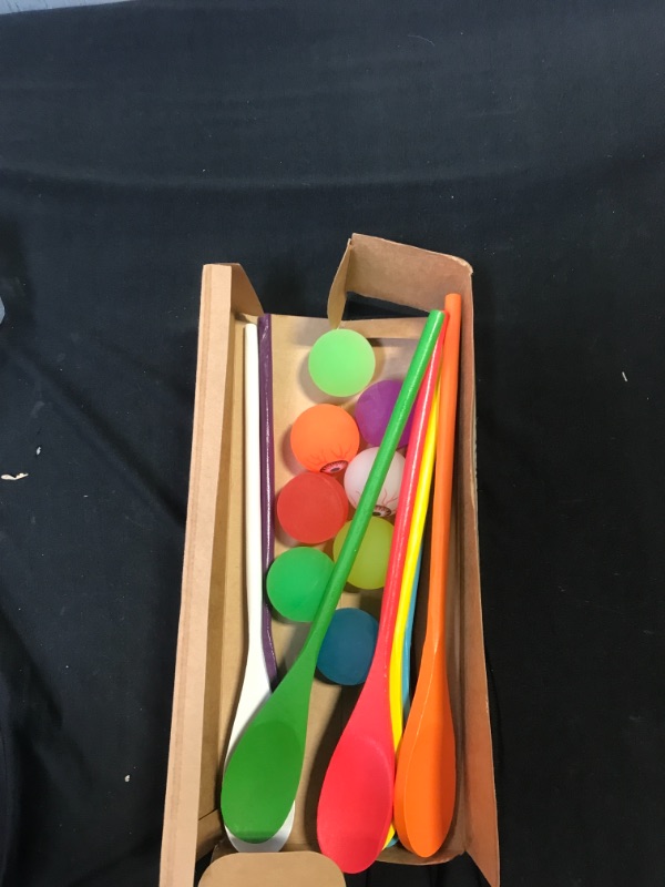 Photo 1 of Halloween Egg and Spoon Race Game Set, 6 Wooden Spoons & 6 Glow in The Dark Bouncing Balls with Assorted Colors for Halloween Bouncy Party Favor Supplies, Halloween Outdoor Fun Games for Kids Adults, Classroom Activities
