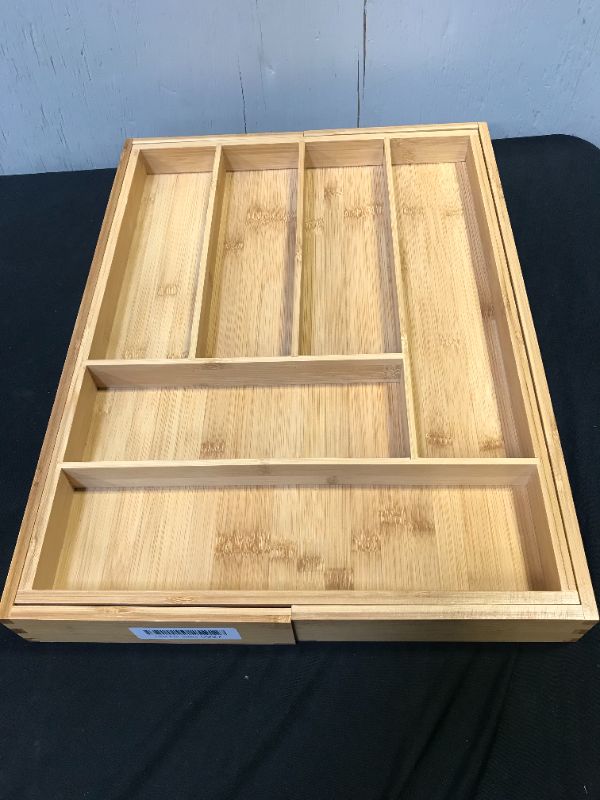 Photo 1 of Bamboo Expandable Cutlery Drawer Organizer kitchen large 20 x 17 1/2 inch small 13 1/2 inch x 17 1/2 inch 
