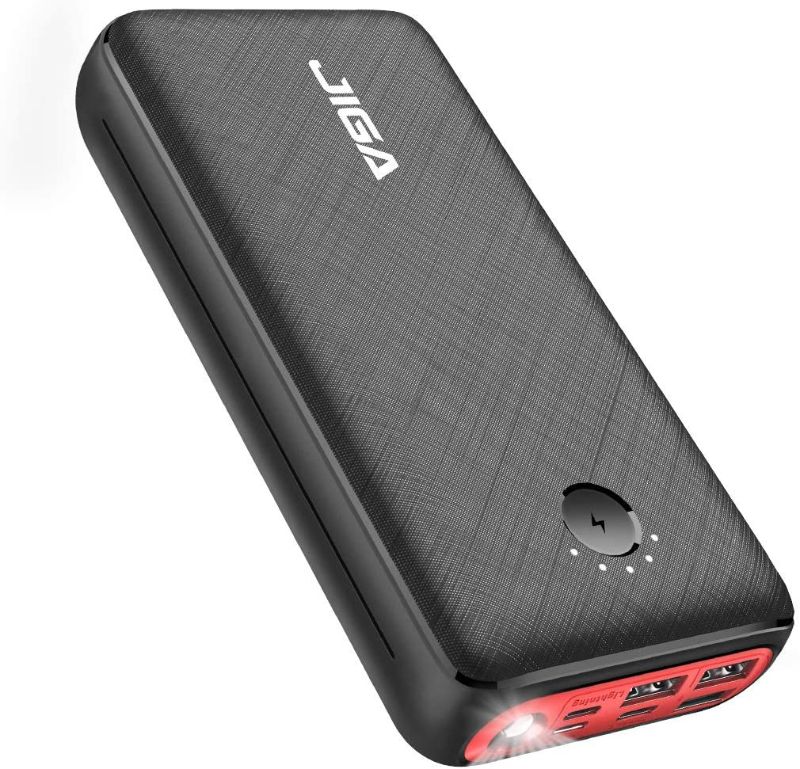 Photo 1 of JIGA 30000mAh Portable Charger, Fast Charging Power Bank with 3 Outputs & 3 Inputs & Flashlight, Ultra High Capacity External Battery Pack Compatible with iPhone, Samsung, iPad etc
