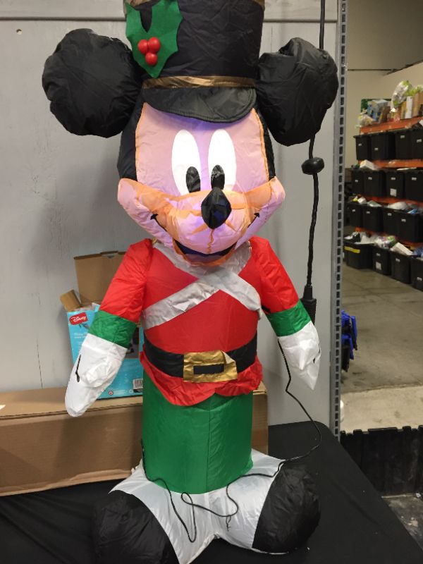 Photo 2 of 3.5 Ft. Pre-Lit LED Disney Airblown Mickey as Toy Soldier Christmas Inflatable