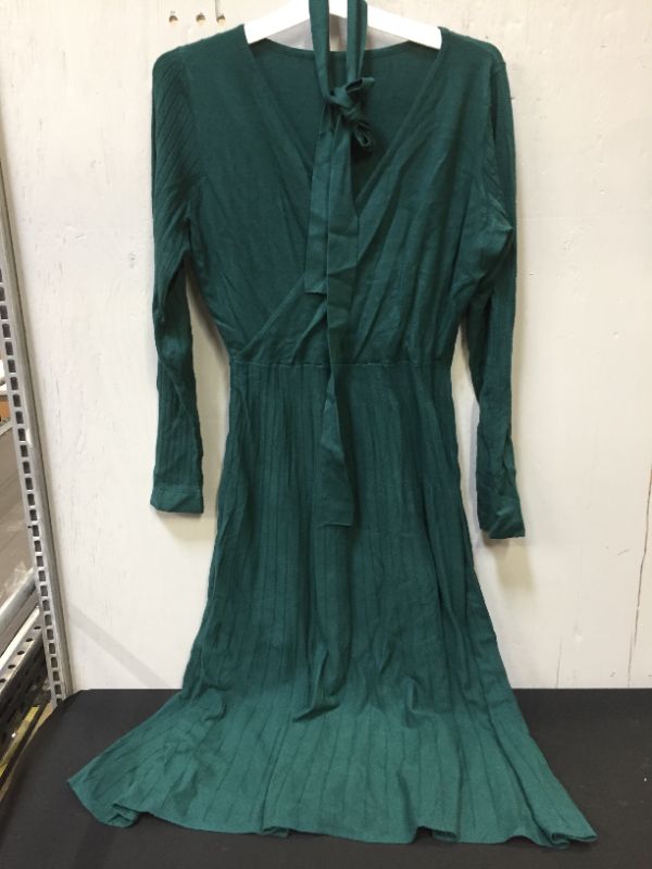 Photo 1 of WOMEN'S XL GREEN KNIT SWEATER MATERIAL BELTED LONG SLEEVE DRESS