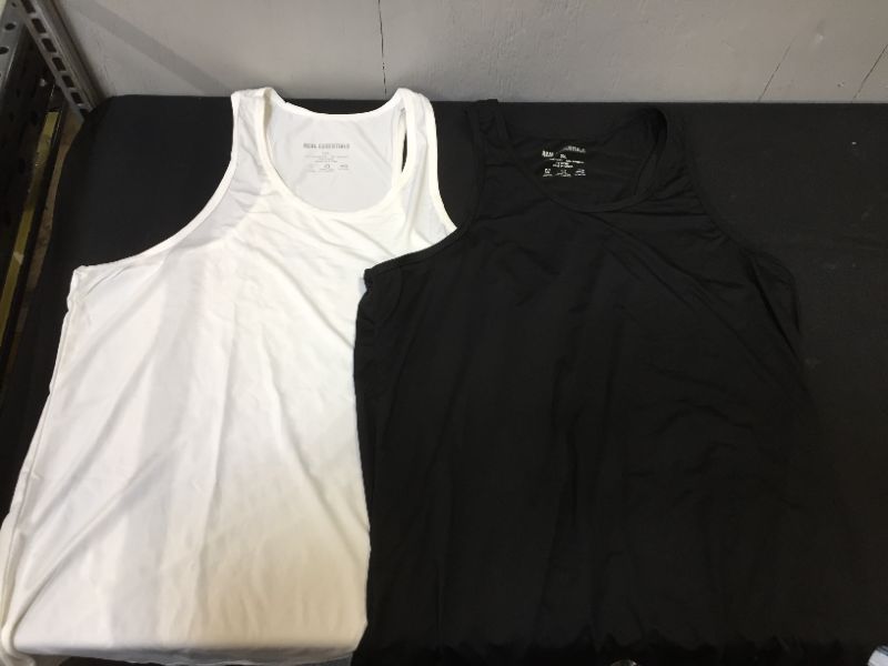 Photo 2 of 2PK WOMEN'S 2XL RACER BACK ATHLETIC TANK TOP MOISTURE WICK MATERIAL WHITE AND BLACK