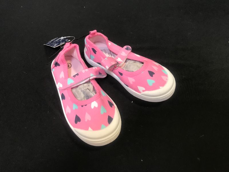 Photo 1 of CHILDRENS GIRLS SIZE 9 VELCRO STRAP SLIP ON SNEAKER PINK/HEARTS RUBBER BOTTOM