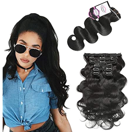 Photo 1 of BLACK WAVY CLIP IN HAIR EXTENSION SIZE 16"X9"