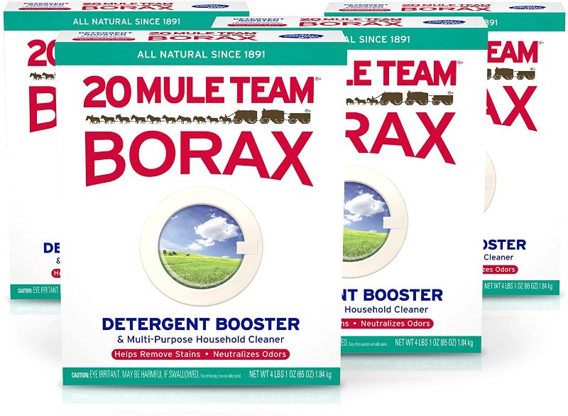 Photo 1 of 20 Mule Team All Natural Borax Laundry Detergent Booster & Multi-Purpose Household Cleaner, 65 Ounce, 4 Count
