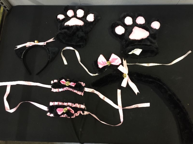 Photo 2 of Cat Cosplay Costume - 7Pcs Cosplay Cat Kitten Tail Ears Set Collar Paws Gloves Lolita 
