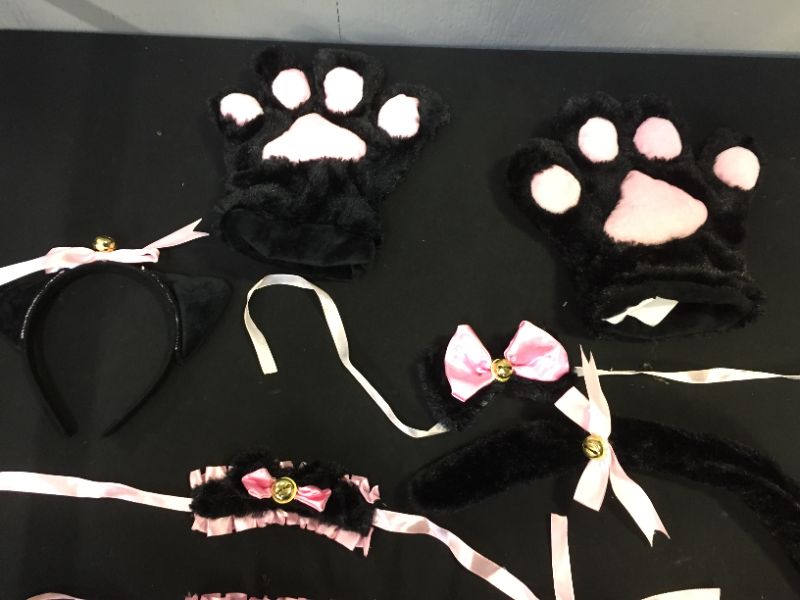 Photo 3 of Cat Cosplay Costume - 7Pcs Cosplay Cat Kitten Tail Ears Set Collar Paws Gloves Lolita 
