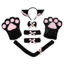 Photo 1 of Cat Cosplay Costume - 7Pcs Cosplay Cat Kitten Tail Ears Set Collar Paws Gloves Lolita 
